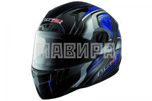 шлем интеграл ls2 ff396 ft2 split черно-синий глянец 