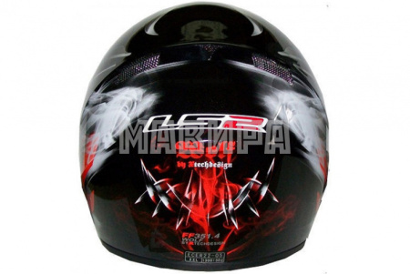 Шлем интеграл LS3 FF351 WOLF красно-черный 