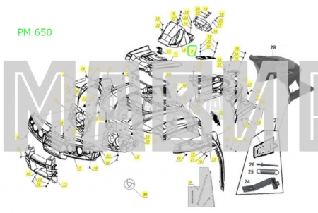 накладка передняя правая рм 500-2, 650, 650-2