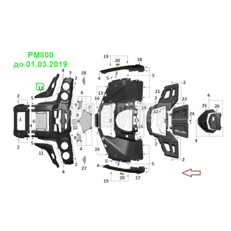 накладка поворотника передняя правая (черная) рм 800