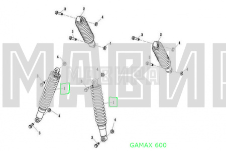 амортизатор передней подвески квадроцикла gamax, рм 500 (ss20)