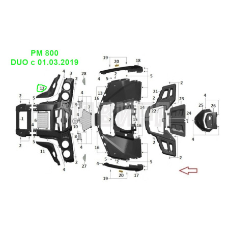 накладка поворотника передняя правая (черная) рм 800