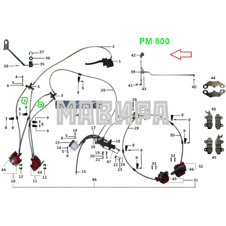шланг тормозной передний рм 800 (570 мм)