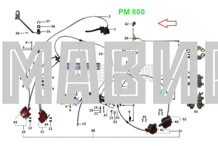 шланг тормозной задний правый рм 800 (700 мм)