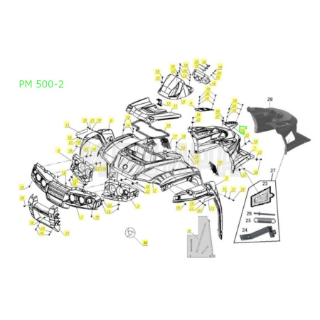 накладка облицовки передняя левая рм 500-2, 650, 650-2