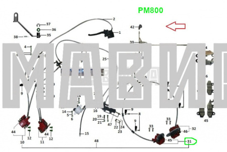 суппорт тормоза задний левый рм 800