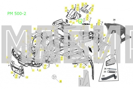 накладка передняя правая рм 500-2, 650, 650-2