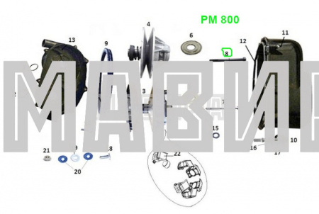 болт ведомого вариатора рм 800, рм 800 utv (21040301902)