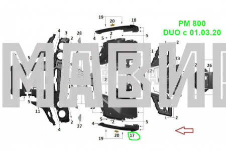 накладка крыла передняя левая рм 800 rm