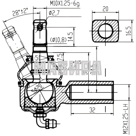 рулевой наконечник (левая резьба) stels guepard, brp