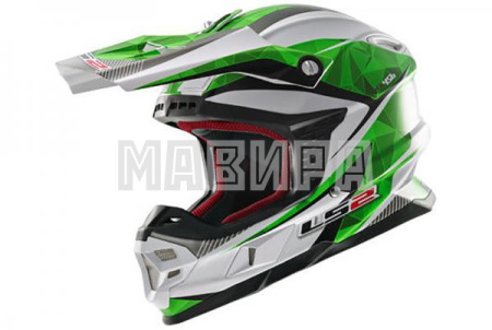 Шлем кроссовый LS2 MX456 QUARTZ бело-зеленый