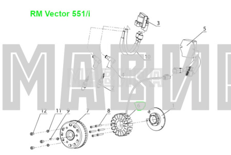 основание (статор магнето) rm vector 551i, рмз-551i